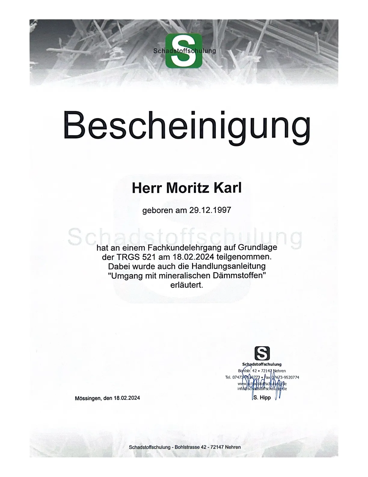 Bescheinigungs-Icon der KLB BAU GMBH – Symbol für Zertifikate und Nachweise