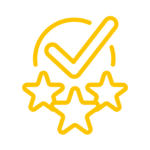 Sterne-und-Check-Icon der KLB BAU GMBH – geprüfte Qualität und Kundenzufriedenheit